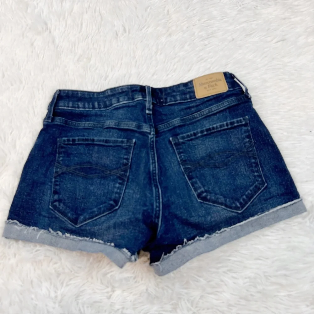 Abercrombie and Fitch‎ raw hem denim shorts roll in blue